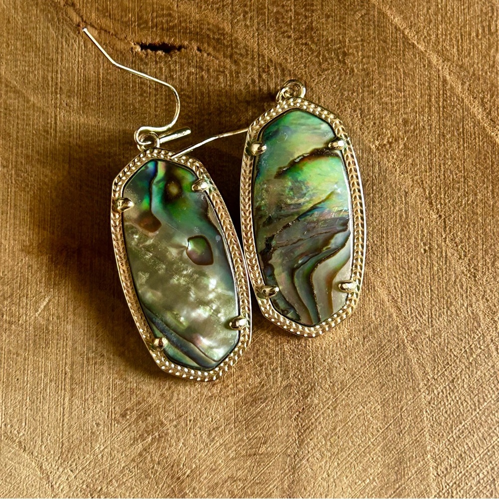 Kendra Scott Iridescent Abalone Earrings with Gold Accents - Picture 6 of 7